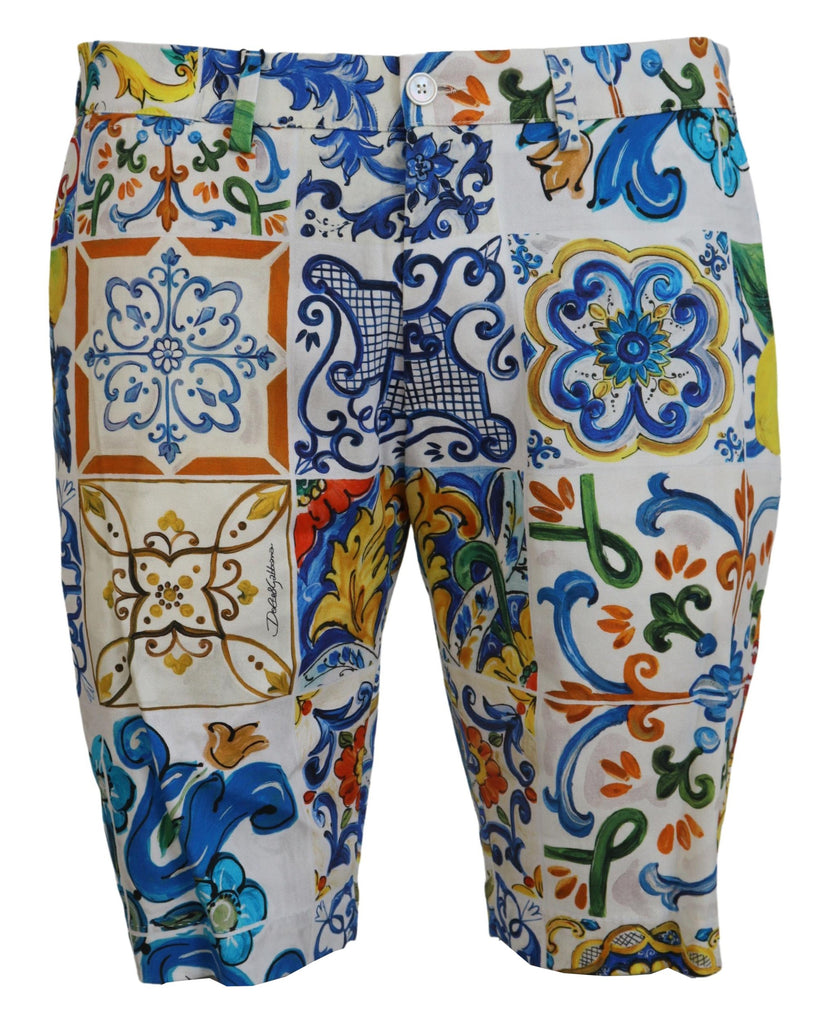 Dolce & Gabbana Majolica Print Cotton Chinos Shorts Dolce & Gabbana