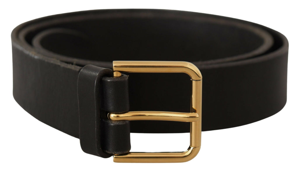 Dolce & Gabbana Brown Gold Metal Logo Buckle Calf Leather Belt - Luxe & Glitz