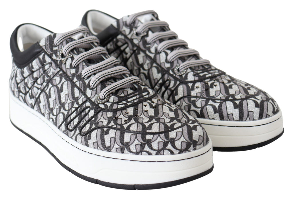 Jimmy Choo Silver Black Glitter Hawaii Sneakers Jimmy Choo