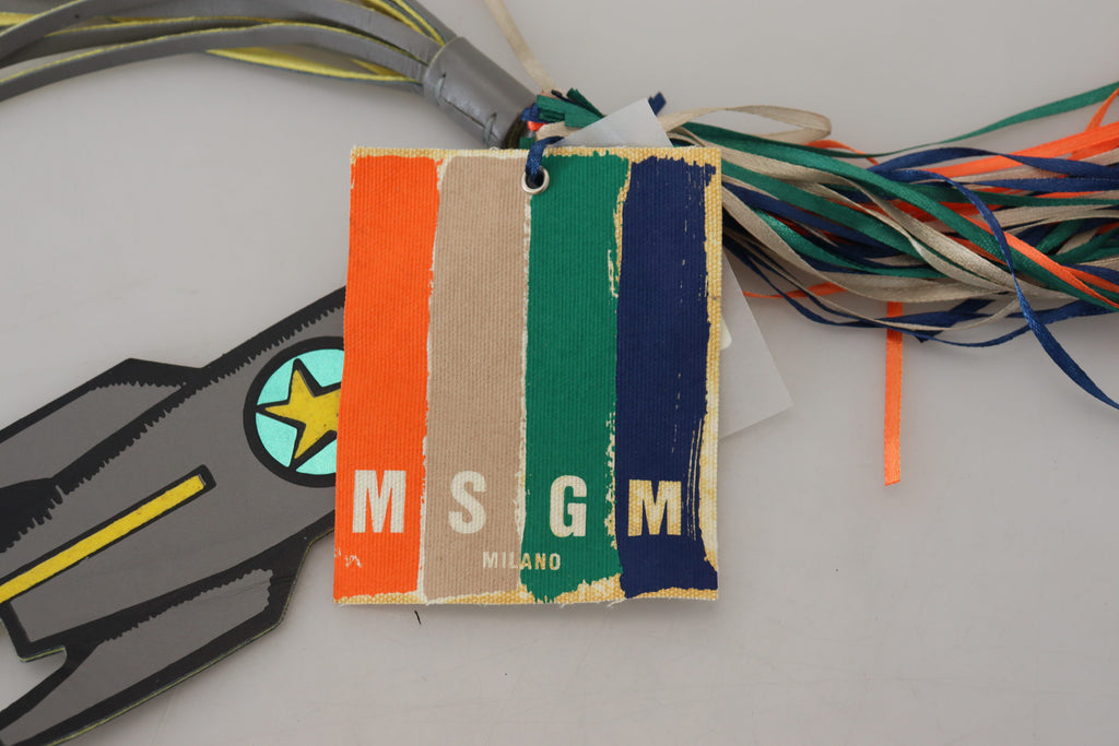 MSGM Multicolor Rocket Ship Silver Tone Metal Keychain - Luxe & Glitz