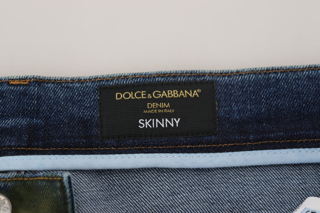 Dolce & Gabbana Blue Green Skinny Cotton Denim Jeans Dolce & Gabbana