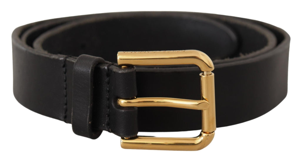 Dolce & Gabbana Brown Classic Leather Gold Metal Buckle Belt - Luxe & Glitz