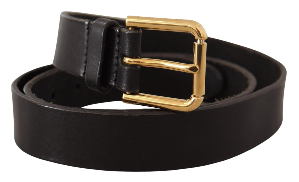 Dolce & Gabbana Brown Classic Leather Gold Metal Buckle Belt - Luxe & Glitz