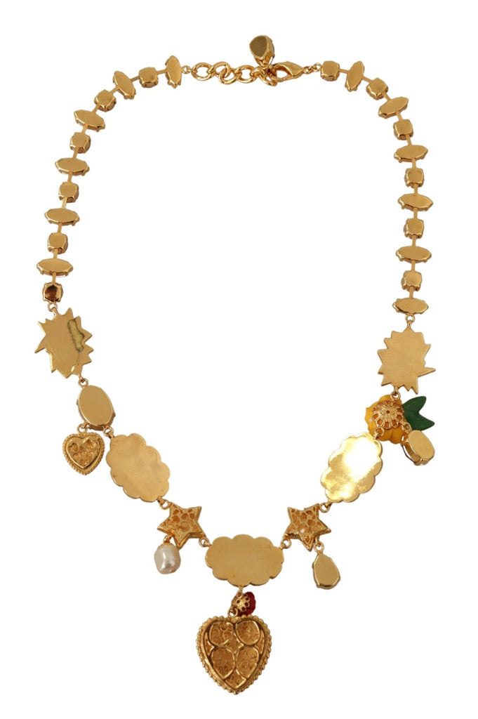 Dolce & Gabbana Gold Cartoon Love Star Boom Crystals Chain Necklace Dolce & Gabbana