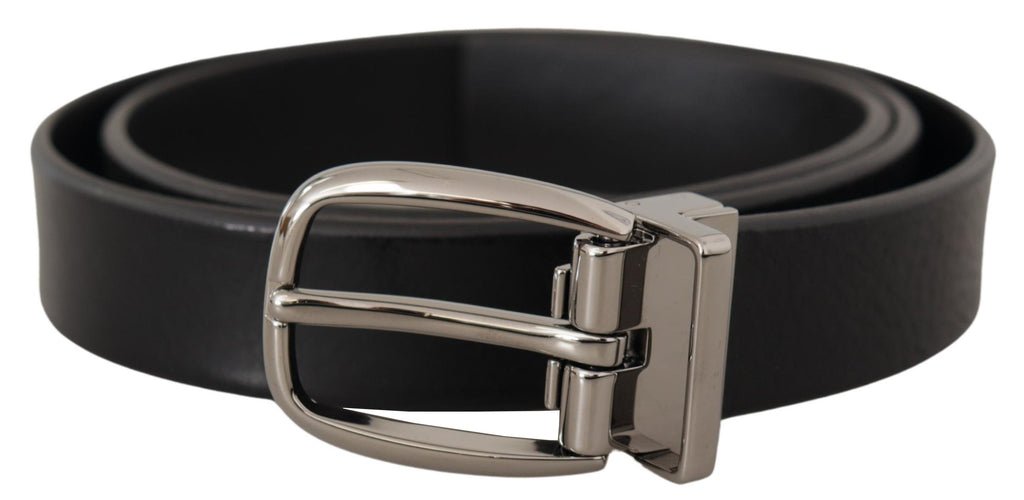 Dolce & Gabbana Black Classic Calf Leather Metal Logo Belt - Luxe & Glitz