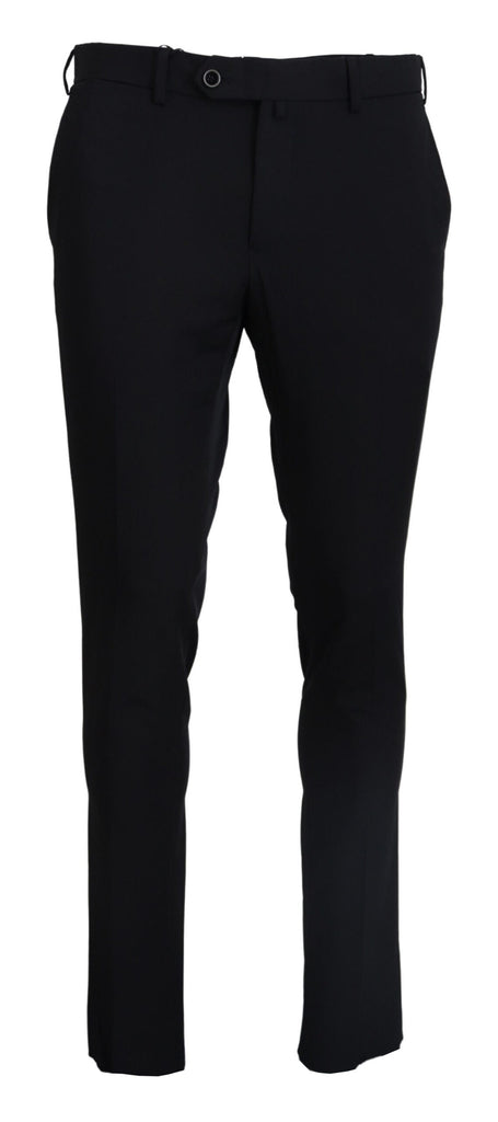 Domenico Tagliente Black Tapered Dress Formal Pants Domenico Tagliente