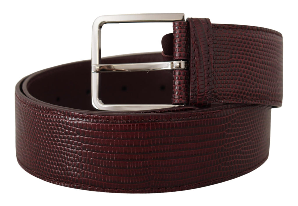 Dolce & Gabbana Maroon Calf Leather Wide Logo Engraved Buckle Belt - Luxe & Glitz