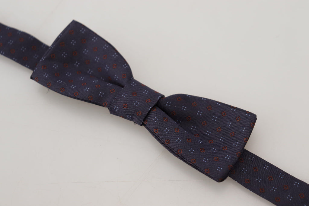 Dolce & Gabbana Blue Pattern Silk Adjustable Neck Papillon Bow Tie - Luxe & Glitz