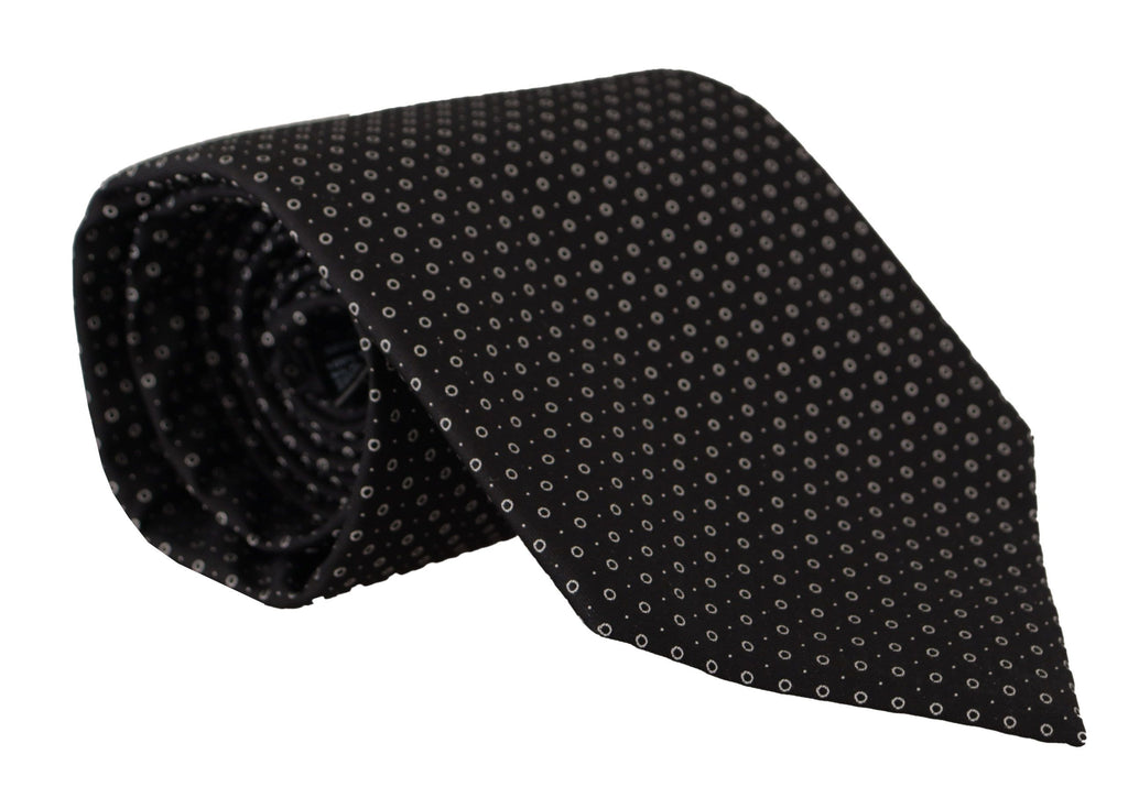 Dolce & Gabbana White Black Polka Dots Necktie Accessory 100% Silk Tie - Luxe & Glitz