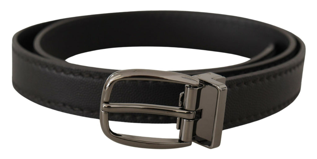 Dolce & Gabbana Black Leather Metal Logo Buckle Belt - Luxe & Glitz