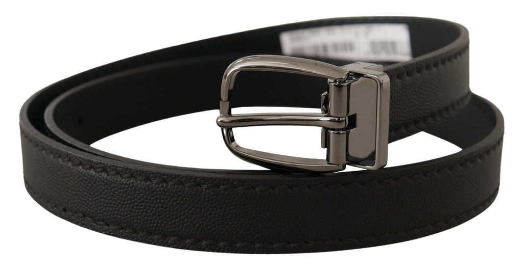 Dolce & Gabbana Black Leather Metal Logo Buckle Belt - Luxe & Glitz