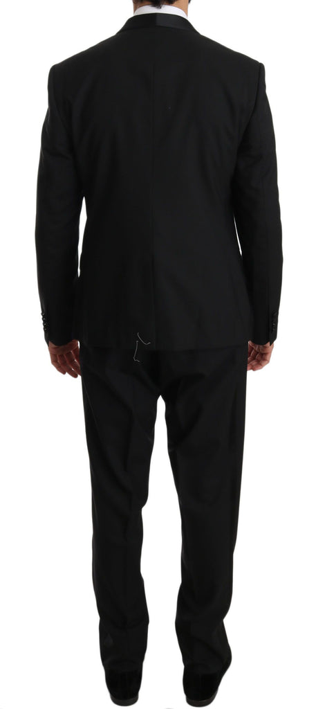 Dolce & Gabbana Black Wool One Button Slim Martini Suit - Luxe & Glitz