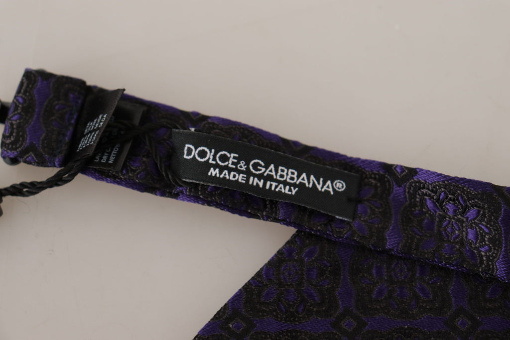 Dolce & Gabbana Blue Geometric Silk Adjustable Neck Papillon Tie - Luxe & Glitz