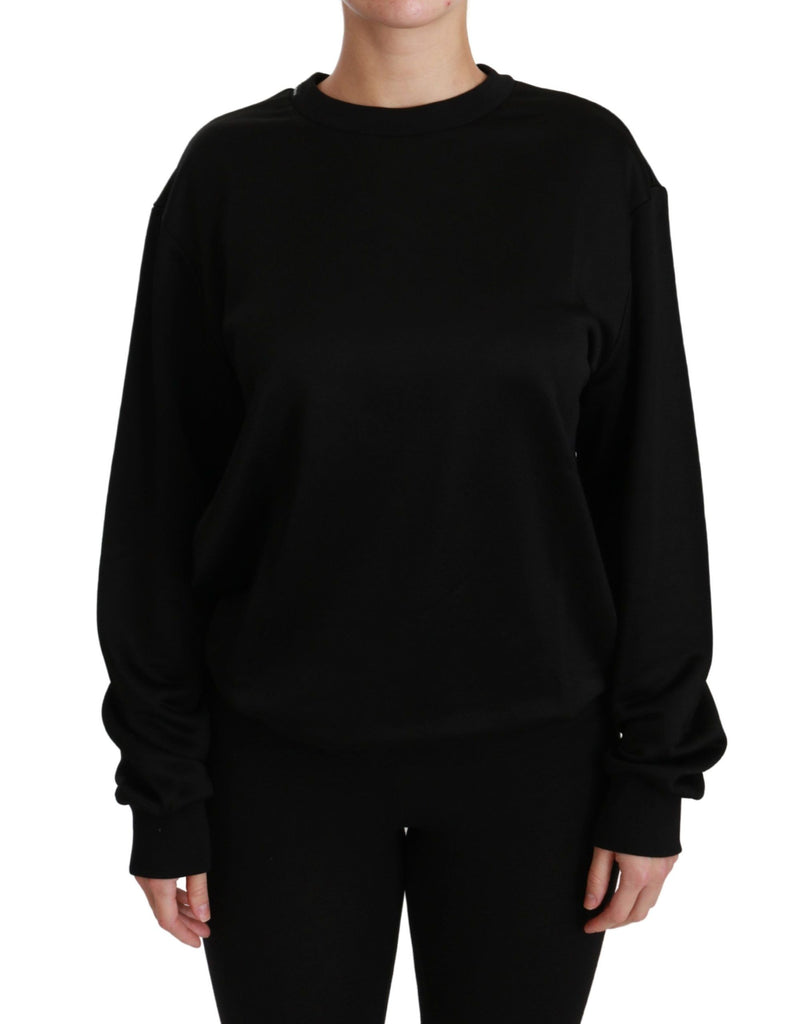 Dolce & Gabbana Black Cotton Crewneck Pullover Sweater - Luxe & Glitz