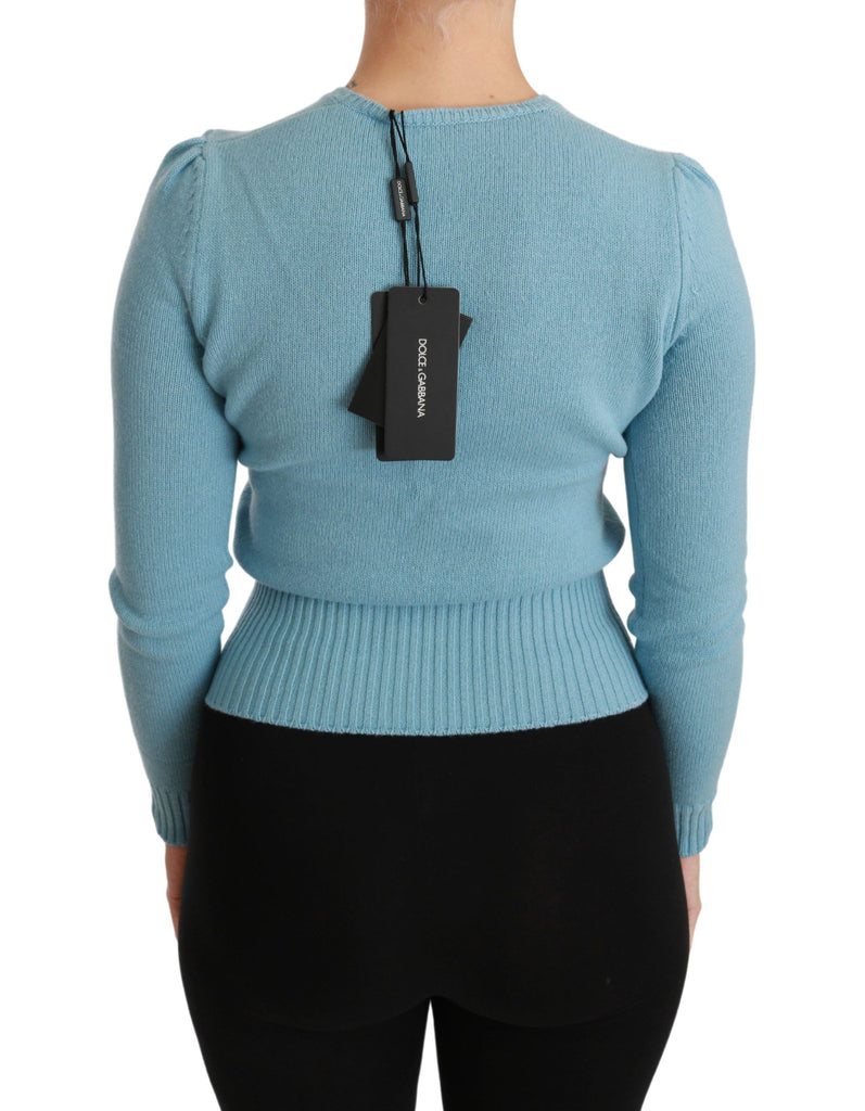 Dolce & Gabbana Blue Wool Queen Heart Pullover Sweater - Luxe & Glitz