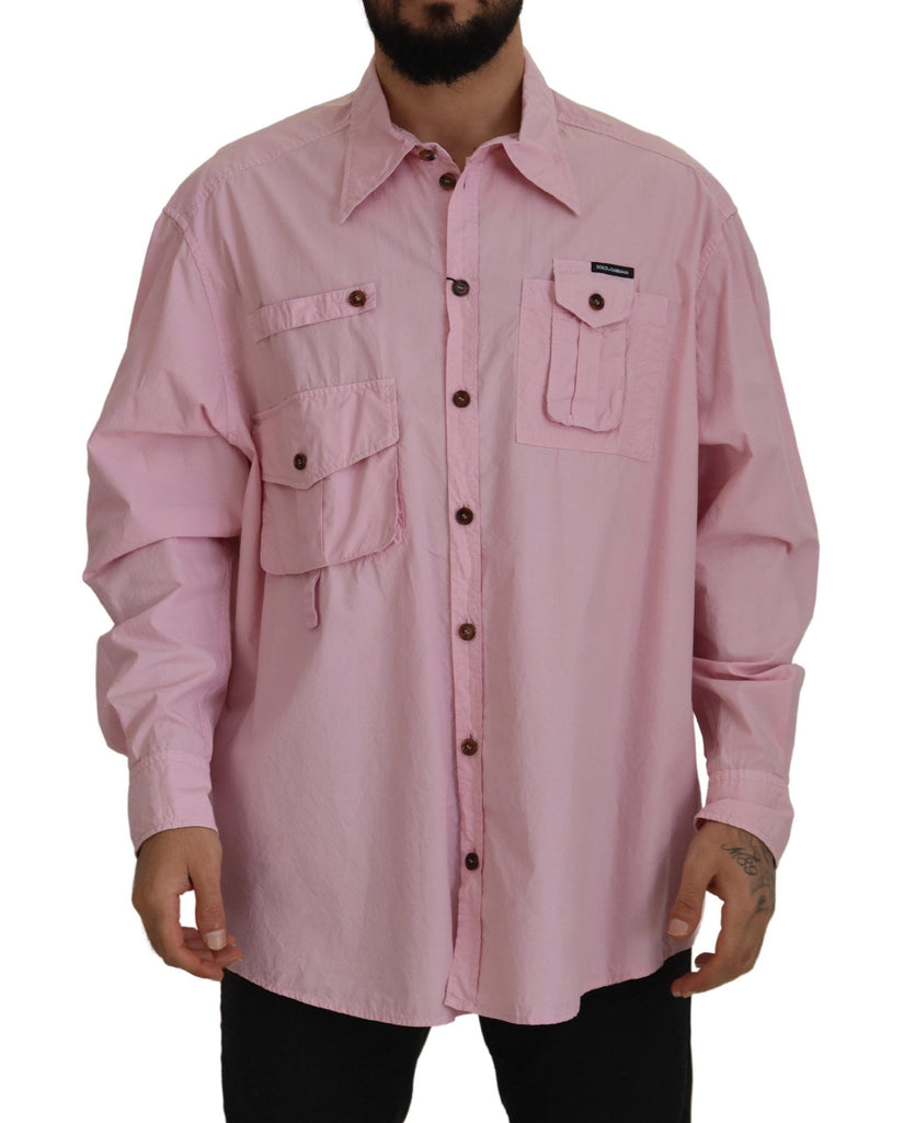 Dolce & Gabbana Pink Casual Button Down Long Sleeves Shirt Dolce & Gabbana
