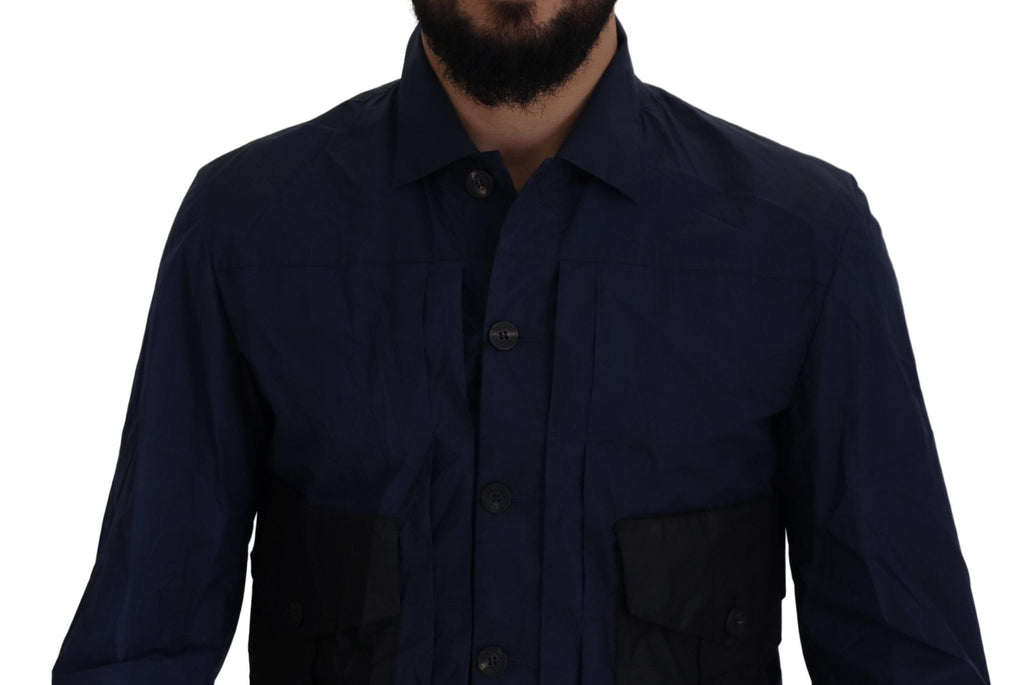 Dsquared² Dark Blue Cotton Collared Long Sleeves Casual Shirt Dsquared²