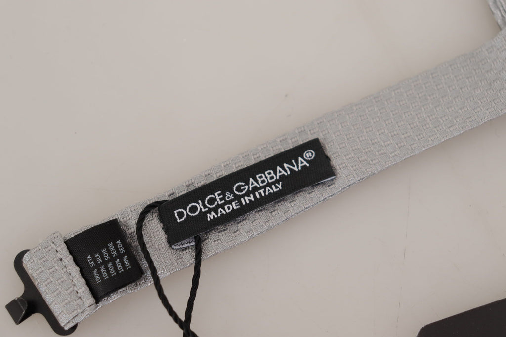 Dolce & Gabbana Gray 100% Silk Adjustable Neck Papillon Tie - Luxe & Glitz