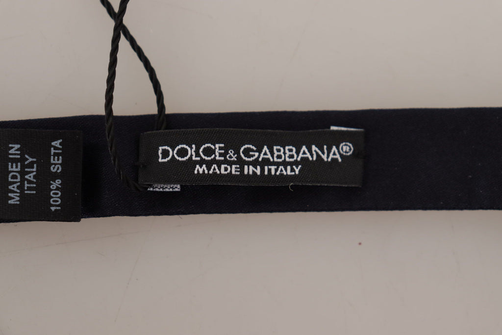 Dolce & Gabbana Blue 100% Silk Adjustable Neck Papillon Tie - Luxe & Glitz