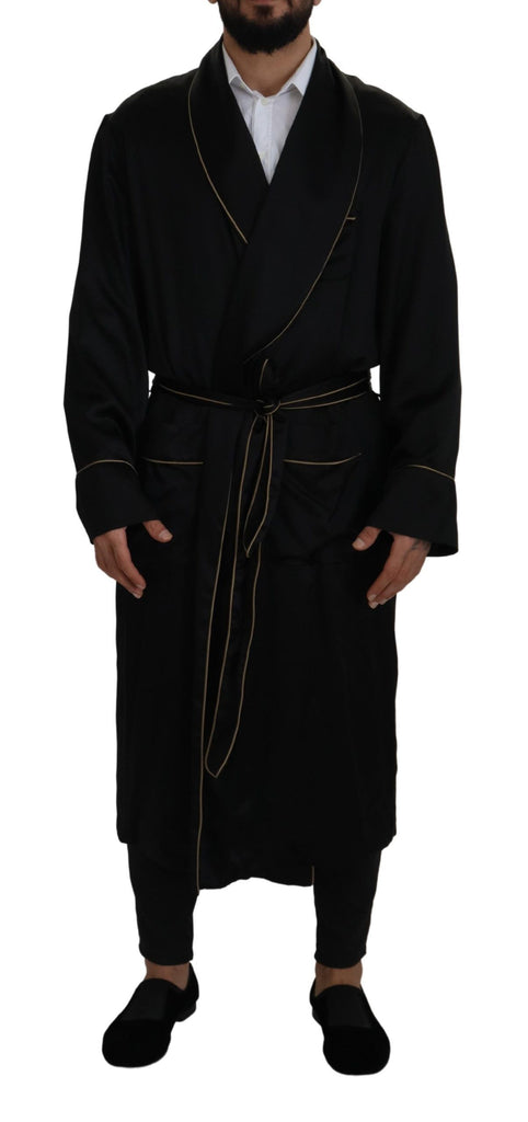 Dolce & Gabbana Black 100% Silk Robe Coat Wrap  Jacket Dolce & Gabbana