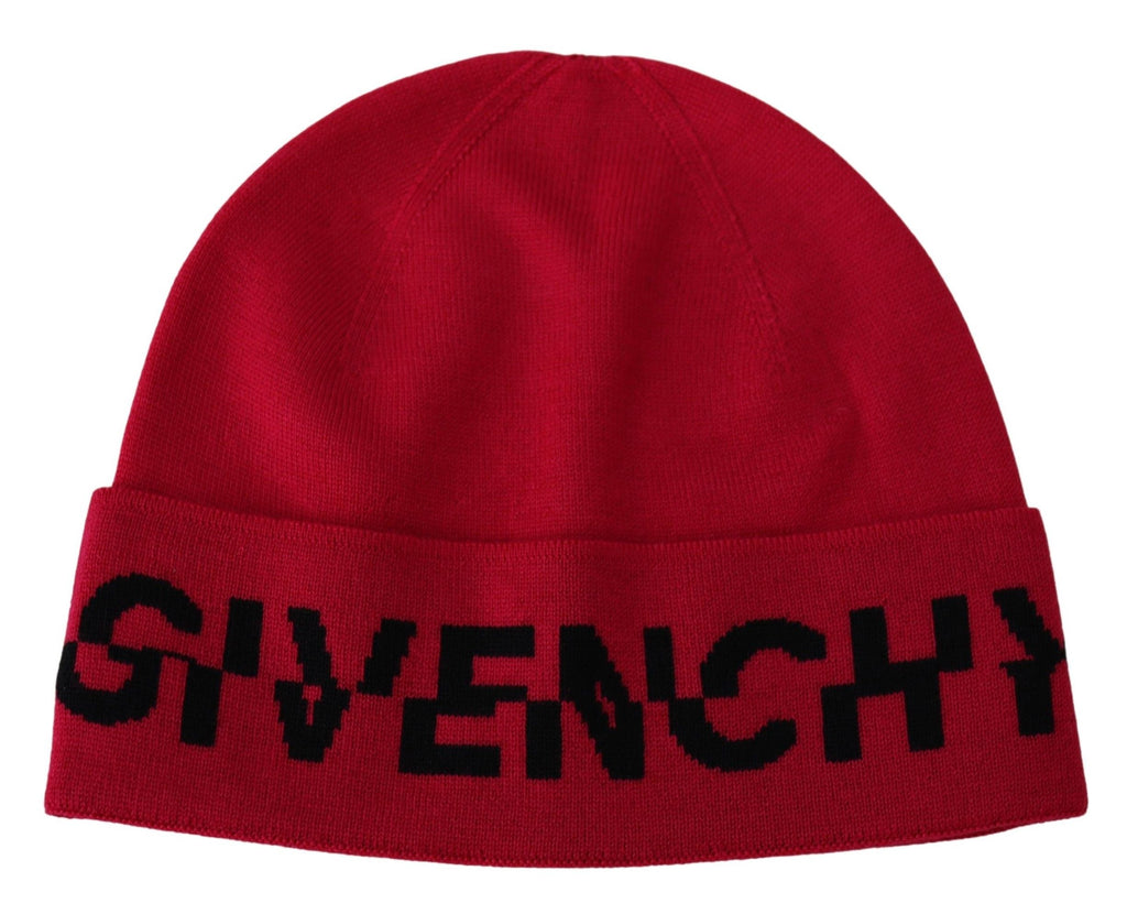 Givenchy Red Pink Wool Beanie Unisex Men Women Beanie Hat - Luxe & Glitz