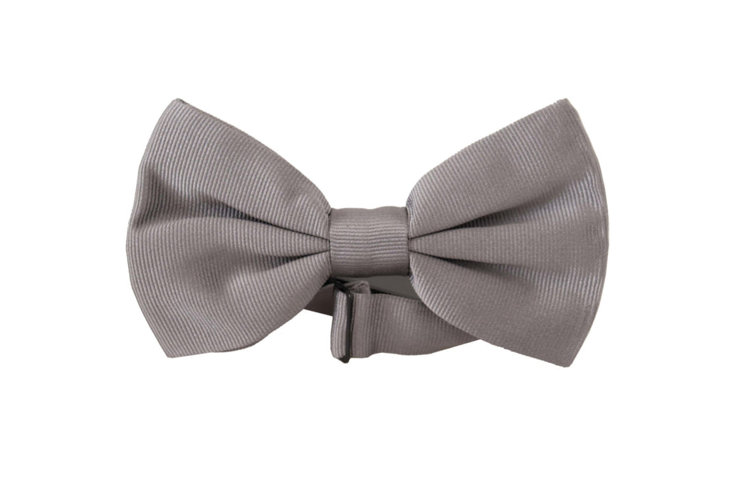 Dolce & Gabbana Gray 100% Silk Adjustable Neck Papillon Tie - Luxe & Glitz