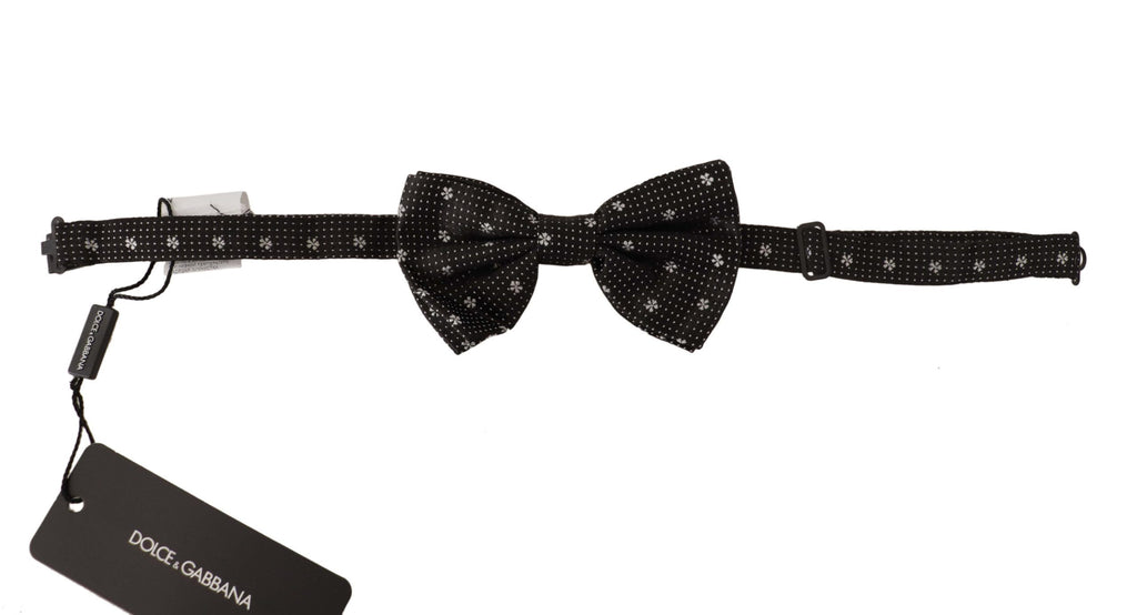 Dolce & Gabbana Black White Polka Dots Silk Neck Papillon Tie - Luxe & Glitz