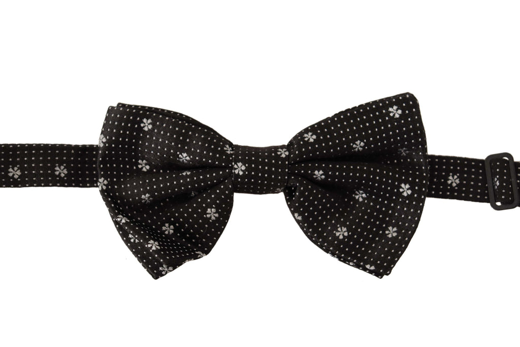 Dolce & Gabbana Black White Polka Dots Silk Neck Papillon Tie - Luxe & Glitz