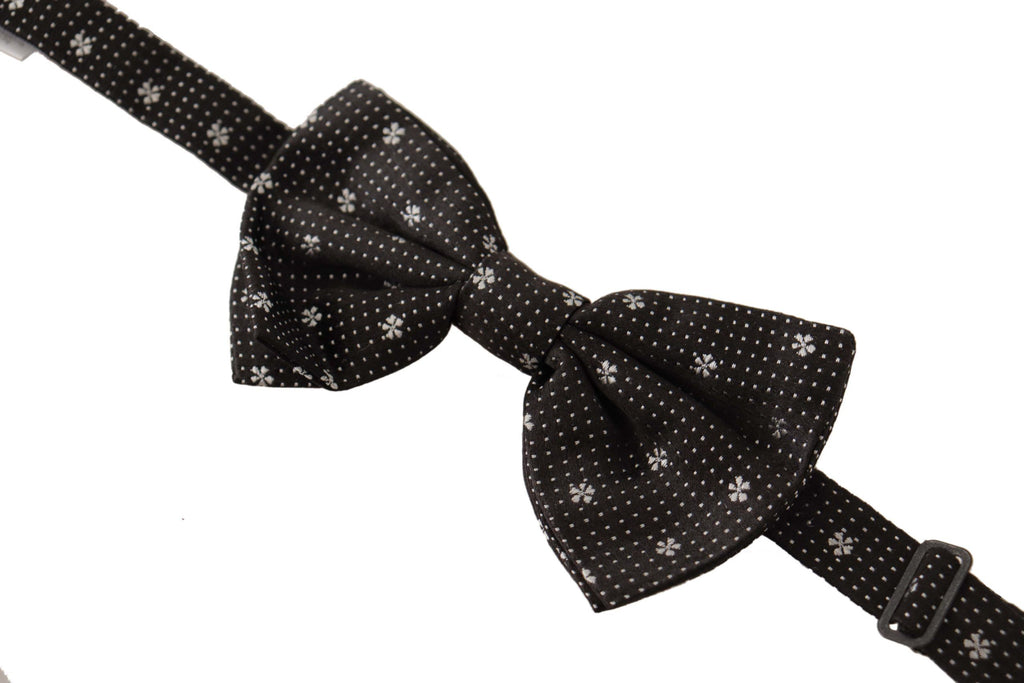 Dolce & Gabbana Black White Polka Dots Silk Neck Papillon Tie - Luxe & Glitz