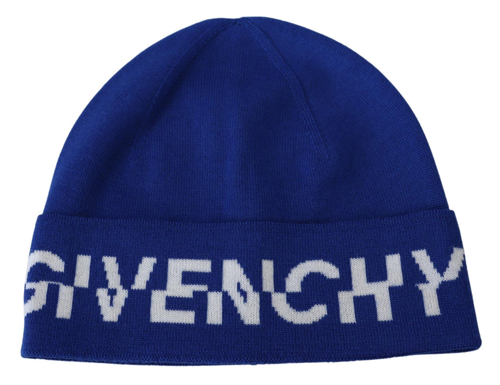 Givenchy Blue Wool Unisex Winter Warm Beanie Hat - Luxe & Glitz