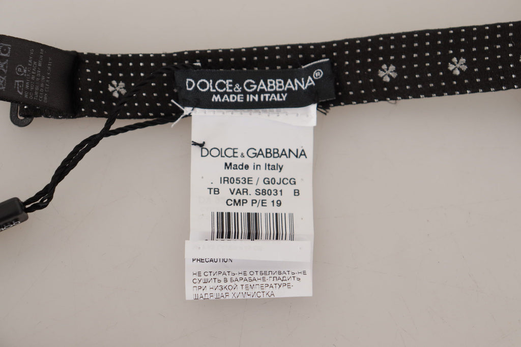 Dolce & Gabbana Black White Polka Dots Silk Neck Papillon Tie - Luxe & Glitz