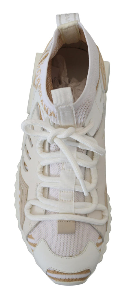 Dolce & Gabbana White Beige Sorrento Sneakers Shoes Dolce & Gabbana