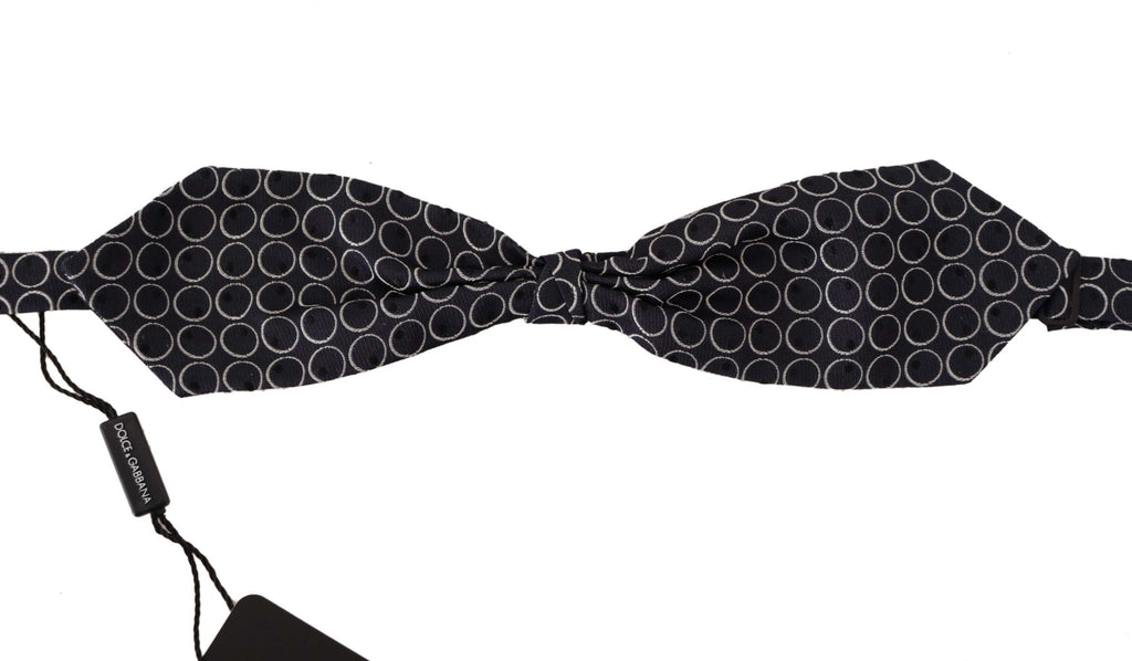 Dolce & Gabbana Black White Round 100% Silk Neck Papillon  Tie - Luxe & Glitz