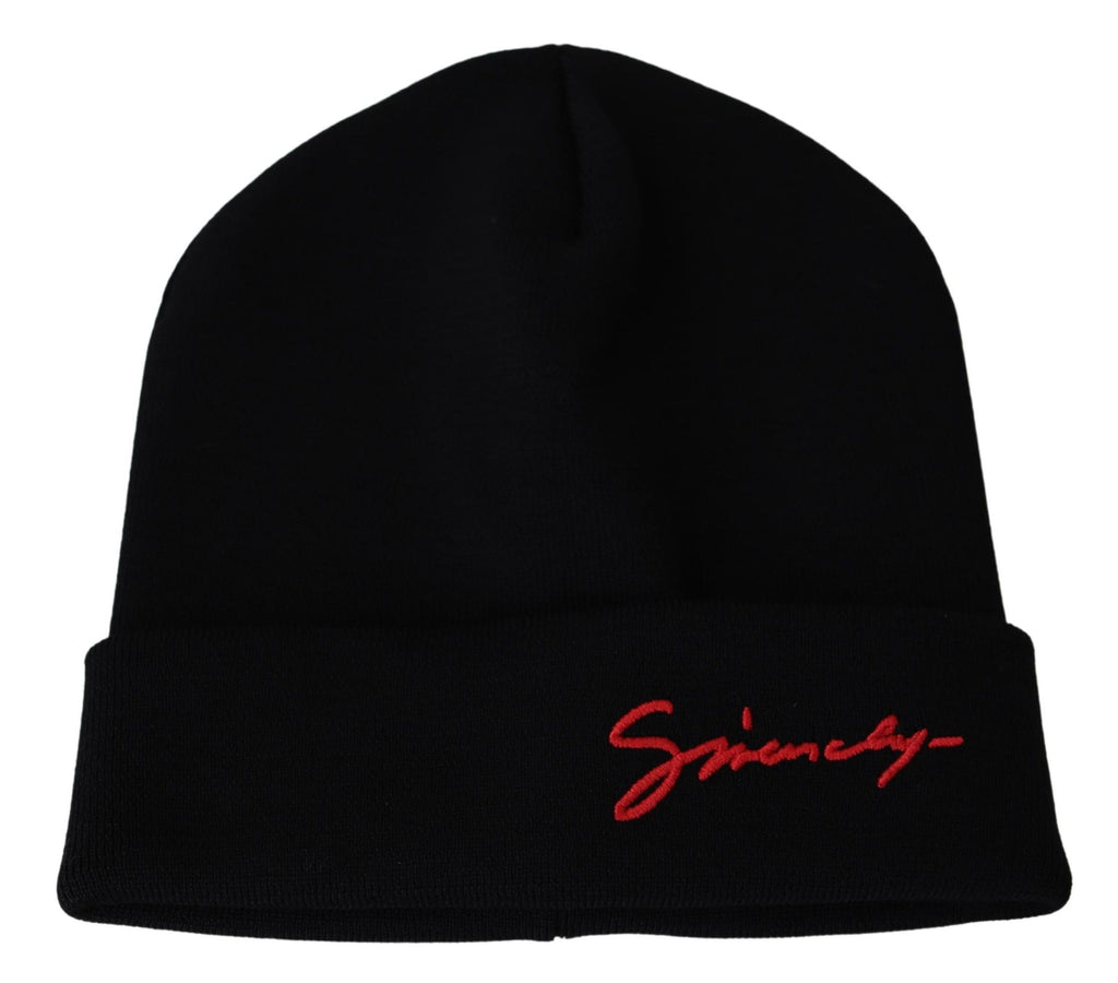 Givenchy Black Wool Unisex Winter Warm Beanie Hat - Luxe & Glitz