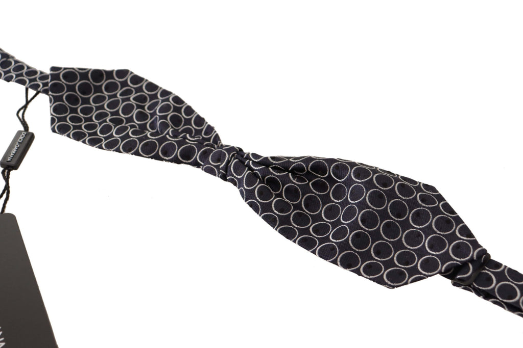 Dolce & Gabbana Black White Round 100% Silk Neck Papillon  Tie - Luxe & Glitz