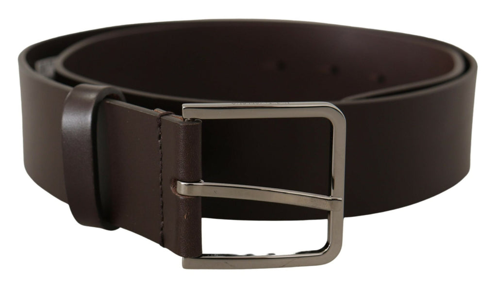 Dolce & Gabbana Brown Solid Calf Leather Logo Metal Buckle Belt Dolce & Gabbana