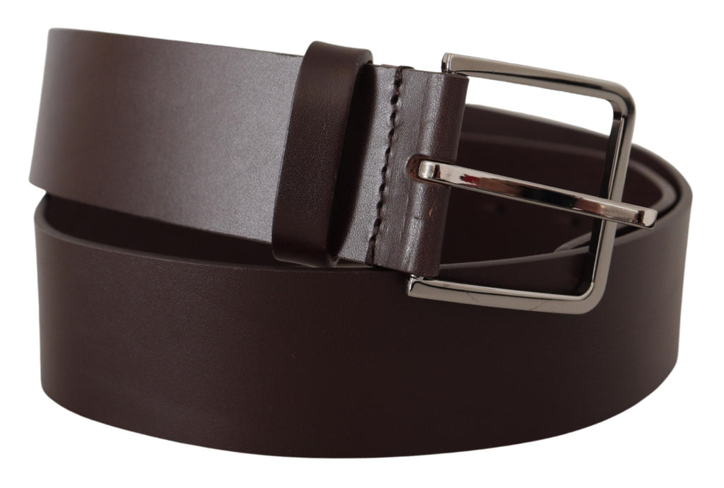 Dolce & Gabbana Brown Solid Calf Leather Logo Metal Buckle Belt Dolce & Gabbana