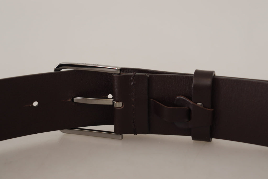 Dolce & Gabbana Brown Solid Calf Leather Logo Metal Buckle Belt Dolce & Gabbana