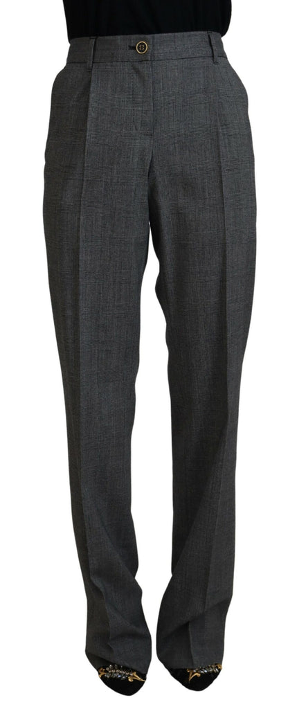 Dolce & Gabbana Gray High Waist Women Wool Pants Dolce & Gabbana