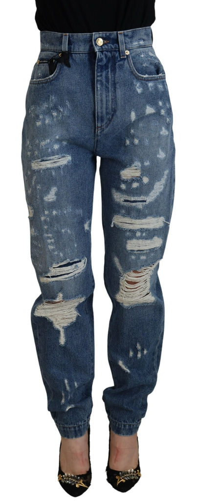 Dolce & Gabbana Blue Tattered Skinny Denim Cotton Jeans Dolce & Gabbana