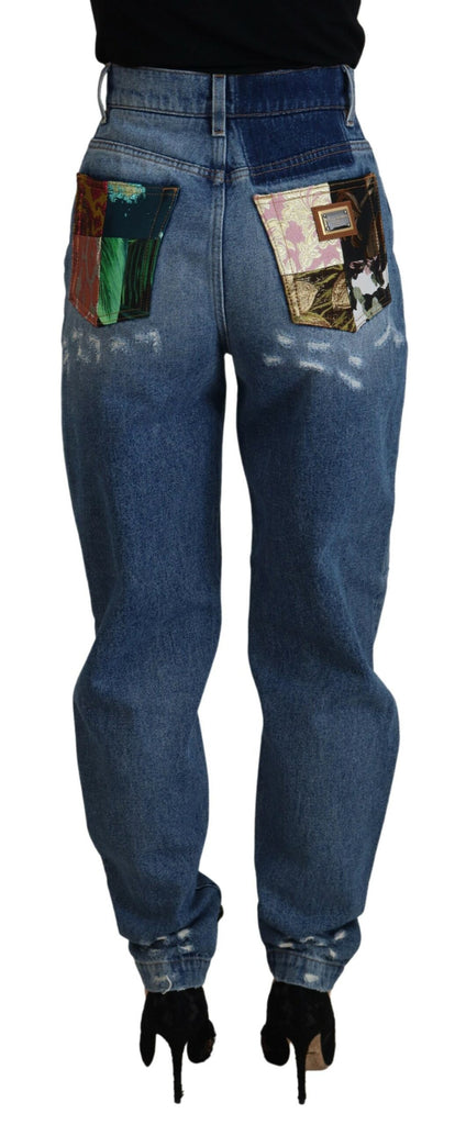 Dolce & Gabbana Blue Tattered Skinny Denim Cotton Jeans Dolce & Gabbana