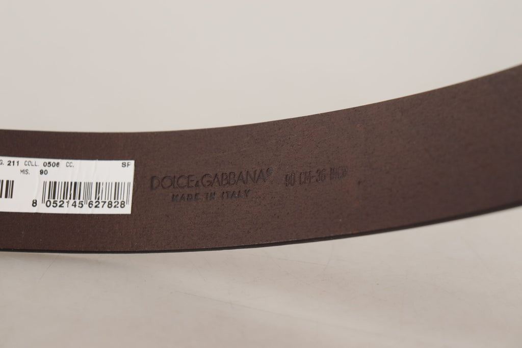 Dolce & Gabbana Brown Plain Calf Leather Gold Tone Buckle Belt Dolce & Gabbana