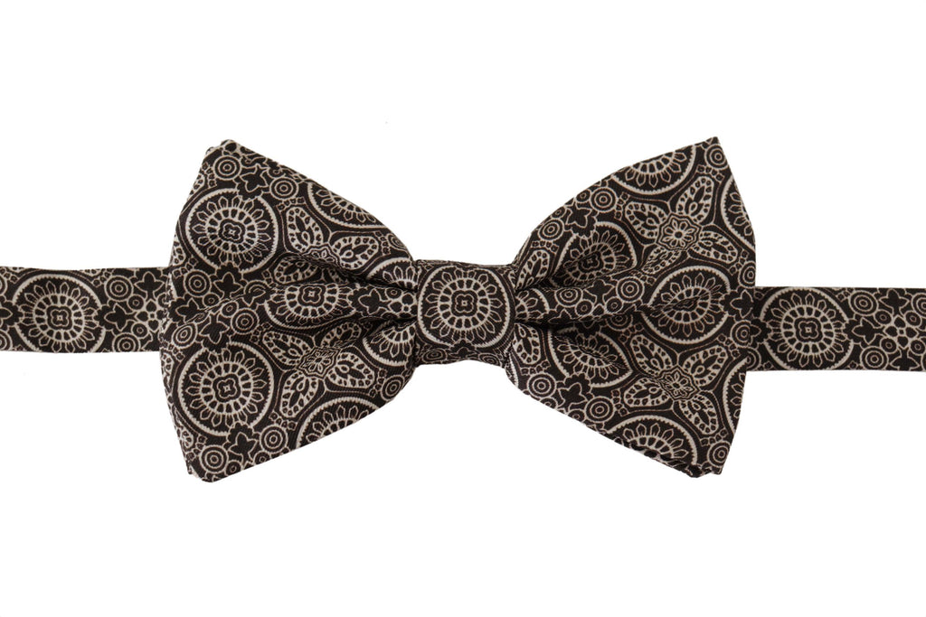 Dolce & Gabbana Black white 100% Silk Adjustable Neck Papillon Tie - Luxe & Glitz