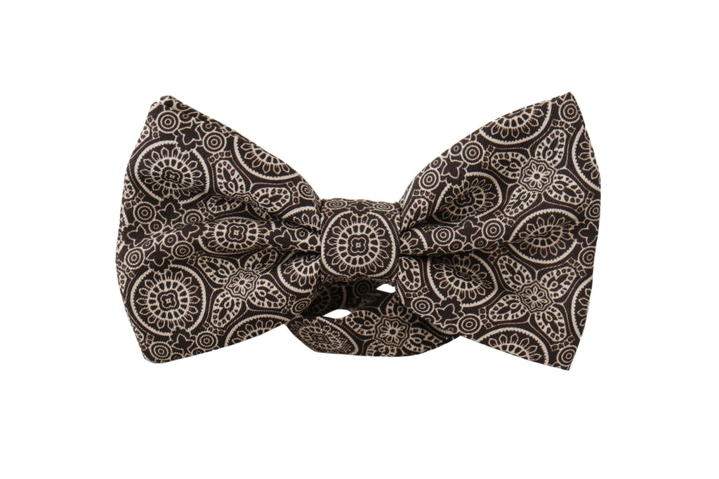 Dolce & Gabbana Black white 100% Silk Adjustable Neck Papillon Tie - Luxe & Glitz