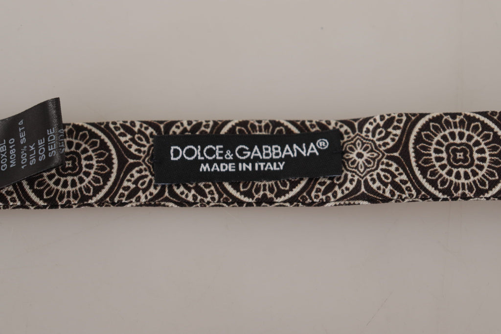 Dolce & Gabbana Black white 100% Silk Adjustable Neck Papillon Tie - Luxe & Glitz