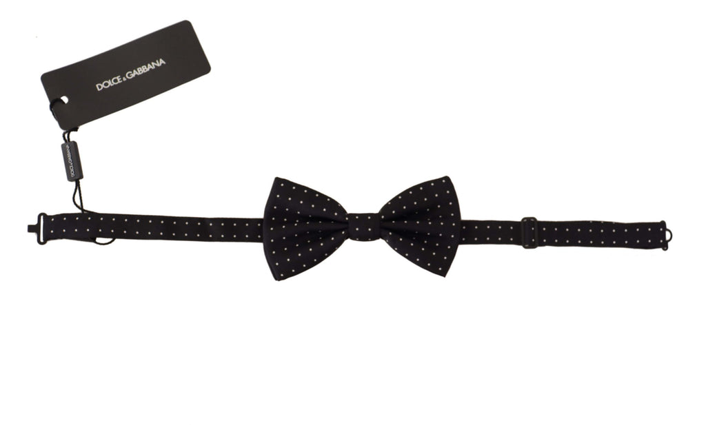 Dolce & Gabbana Black White Polka Dot 100% Silk Neck Papillon Tie - Luxe & Glitz