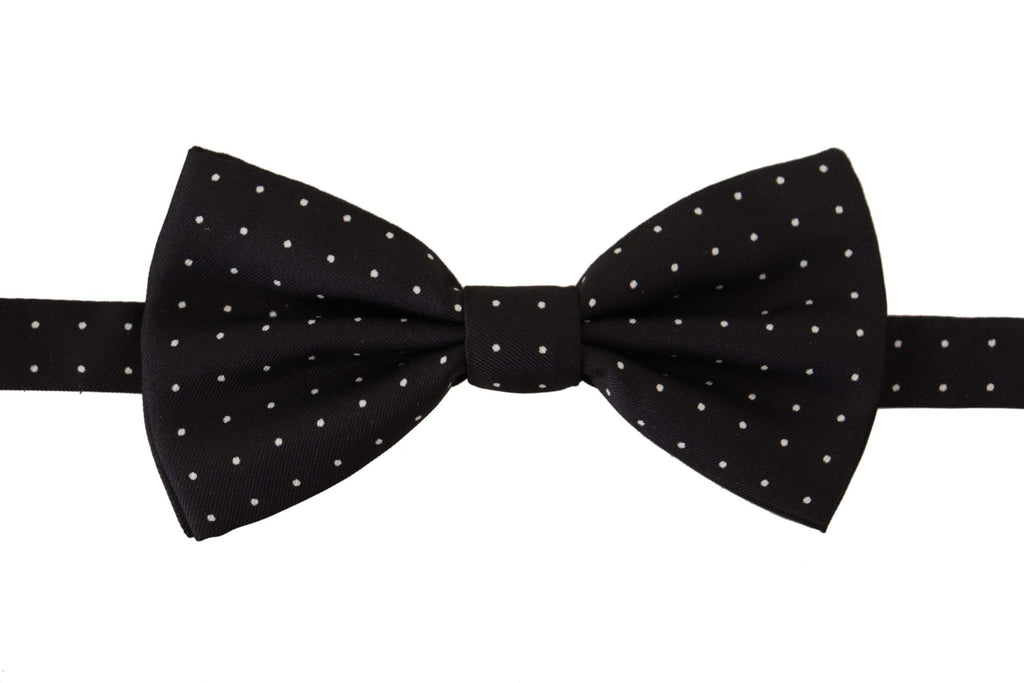 Dolce & Gabbana Black White Polka Dot 100% Silk Neck Papillon Tie - Luxe & Glitz