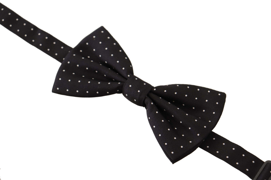 Dolce & Gabbana Black White Polka Dot 100% Silk Neck Papillon Tie - Luxe & Glitz