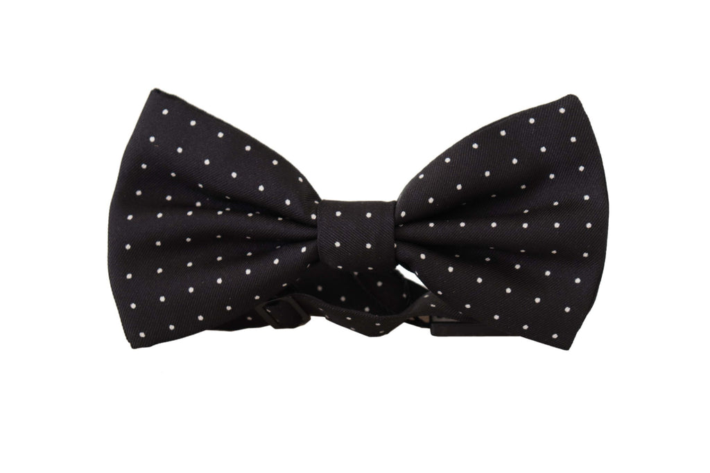 Dolce & Gabbana Black White Polka Dot 100% Silk Neck Papillon Tie - Luxe & Glitz