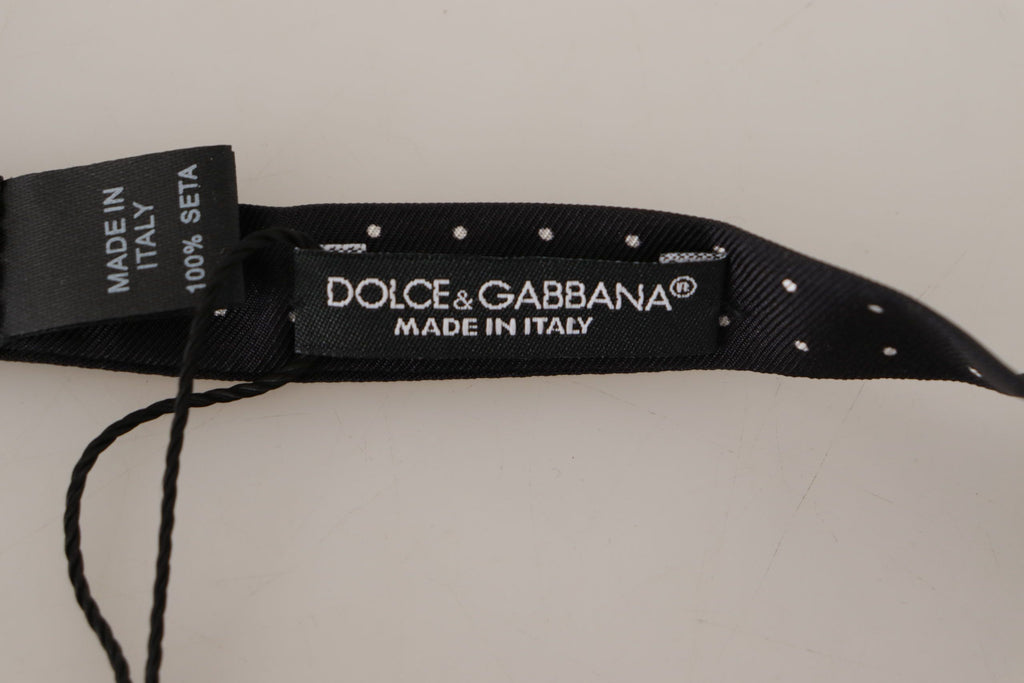 Dolce & Gabbana Black White Polka Dot 100% Silk Neck Papillon Tie - Luxe & Glitz